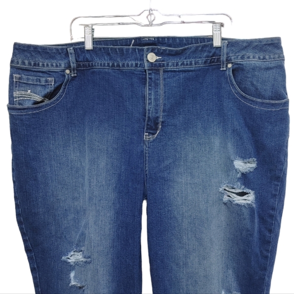 Lane Bryant Skinny Genius Fit Medium Wash Distressed Jeans Women's Plus Size 24 - Picture 6 of 9